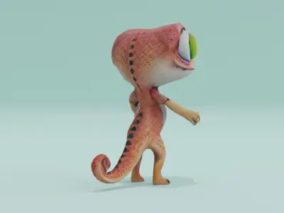 Chameleon Humanoid A-pose Low High Poly Low-poly 3D model