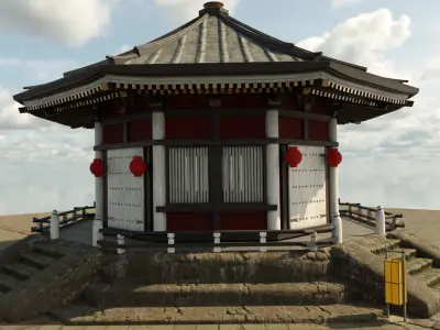 Asian Temple Low-poly 3D model
