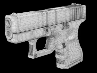 Glock 26 Blue Low-poly 3D model