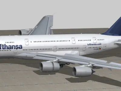 Airbus 380-8 Lufthansa Low-poly 3D model