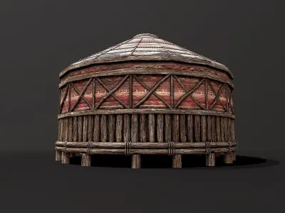 Traditional Yurt Nomads Tent with Interior 1 Low-poly 3D model