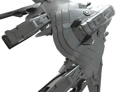 spaceship futuristic fighter jet Low-poly 3D model