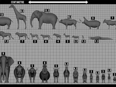 3dPrint 16 Wild Animal Collection Free low-poly 3D model