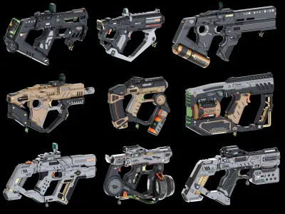 Sci-Fi Guns Set Kitbash 3D model