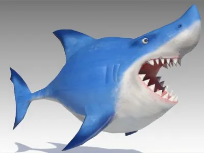 Shark Toon Animated Low-poly 3D model