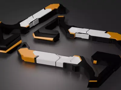 Tomahawk - black and yellow Low-poly 3D model
