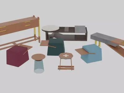 Assorted Furniture Set Low-poly 3D model