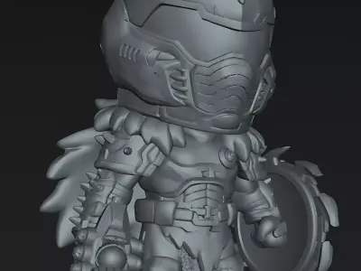 Infernal Vanguard Sci-Fi Demon Hunter Chibi 3D Print Model 3D print model
