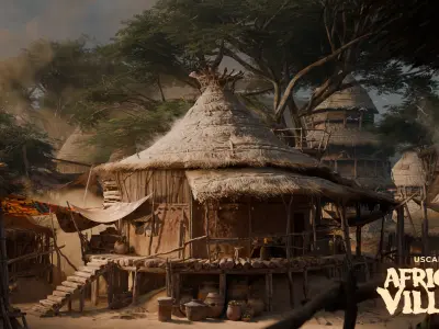 African Village Low-poly 3D model