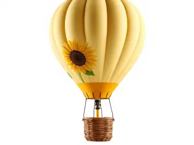 Sunflower Hot Air Balloon 3D model pack Low-poly 3D model