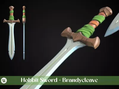 Stylized Hobbit Sword - Brandycleave - Game Ready 3D model