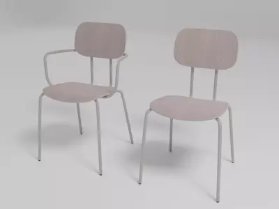 NEW SCHOOL - Fabric chair with integrated cushion - Free 3D model