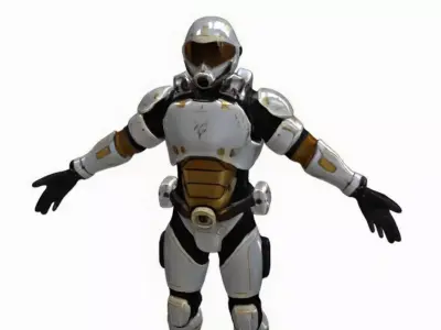 Futuristic Sci-Fi Armored Character Low-poly 3D model