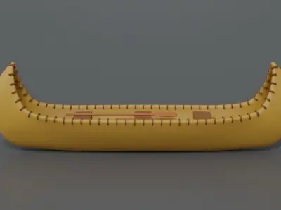 Cartoon Native American Indian Canoe 3D model