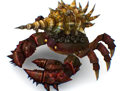 Red Giant Crab Shell Crayfish Arthropods Sea Animal Low-poly 3D model