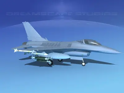 Gen Dyn F-16A Falcon Bare Metal 3D model