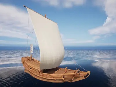 Higaki Kaisen Japanese Ship Low-poly 3D model