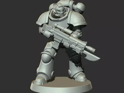 Sci-Fi Heavy Trooper STL Modular Power Armor 32mm Miniature V1 3D print model