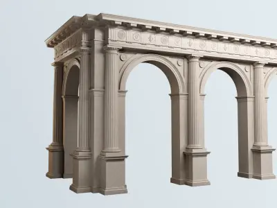 Arch Doric Mutulary column with pedestal on Vignola 3D model