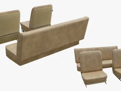 Kit Car Seats many Leather PBR Options Low-poly 3D model