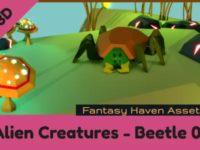 LOW POLY - Alien Creatures - Beetle 01 Low-poly 3D model
