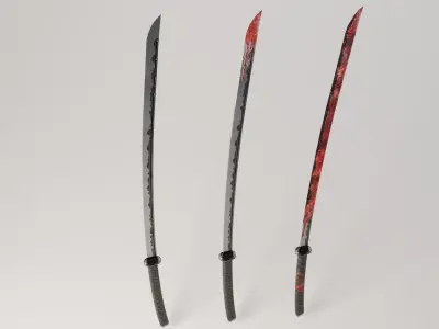 Katana Sword COLLECTION Low-poly 3D model