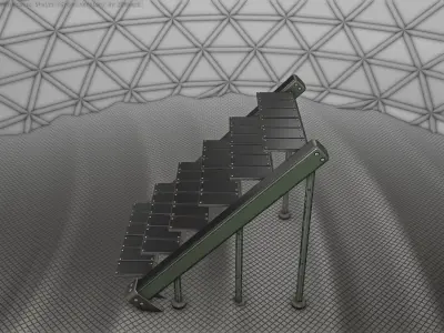 Sci-Fi Stairs - 16 - Green Version Low-poly 3D model