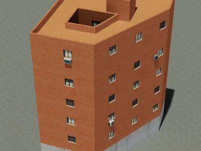 Building with windows and balconies 3D model