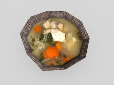 low poly fish soup Low-poly 3D model