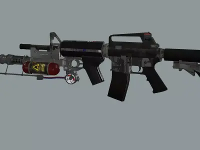 ARMA M4 Flamer Skeleton Mesh Low Poly 3D Model Low-poly 3D model