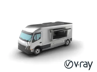 Mobile Catering Truck with Hydraulic Lift model pack Low-poly 3D model