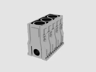 Blockengine metal box with four compartments Low-poly 3D model