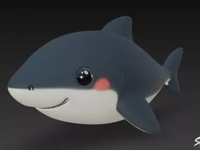 Cartoon Plush Shark Low-poly 3D model