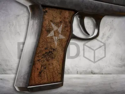 Stylized Vintage Handgun  Game Ready Pistol 3D Model Low-poly 3D model