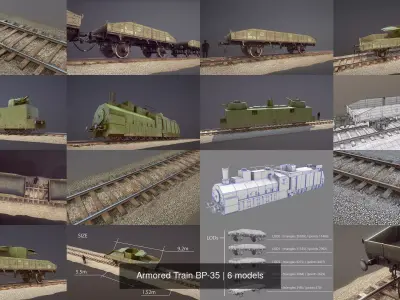 Armored Train BP-35 3D Model Collection