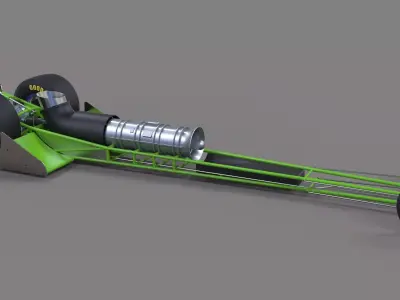 Front engine jet dragster 3D model