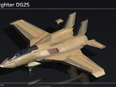 Scifi Fighter DG25 Low-poly 3D model