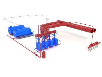 Industrial boiler room 3D model