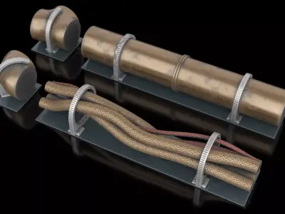 Sci-fi Ceiling Thick Pipes And Wires PBR 3D model