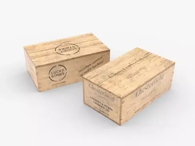 Cigarettes Wooden Boxes WWII Low-poly 3D model