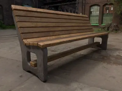 park bench with pbr texture sets Low-poly 3D model