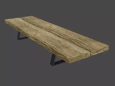 Wooden - Iron modern Bench Low-poly 3D model