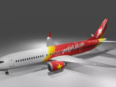 Vietjet airlines Boeing 737 max 8 200 3d model  Low-poly 3D model