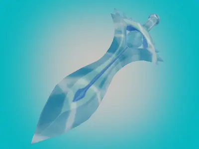 Stylized Water sword PBR low- poly game ready Free low-poly 3D model