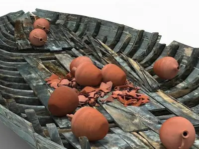 Dinghy boat with eggs in it 3D model