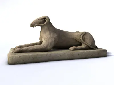 Egyptian sphinx ram statue Low-poly 3D model
