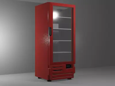 Commercial Freezer for Drinks - Red Low-poly 3D model