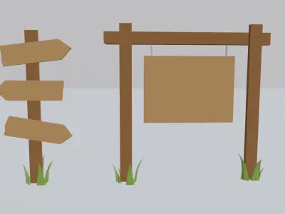 Lowpoly Wood Signs Free low-poly 3D model
