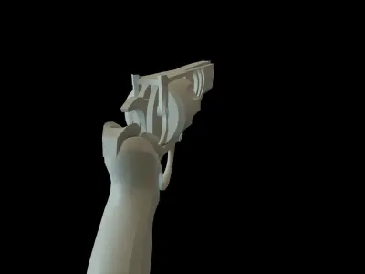 Revolver low-poly Low-poly 3D model