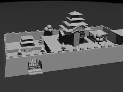 Low Poly Castle 1 building Low-poly 3D model